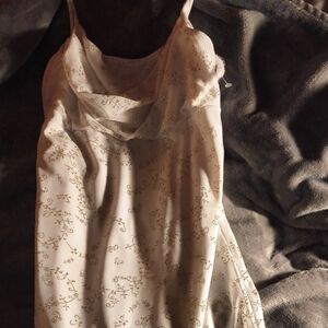 Taboo Ivory Slip Dress with Gold Floral Accents